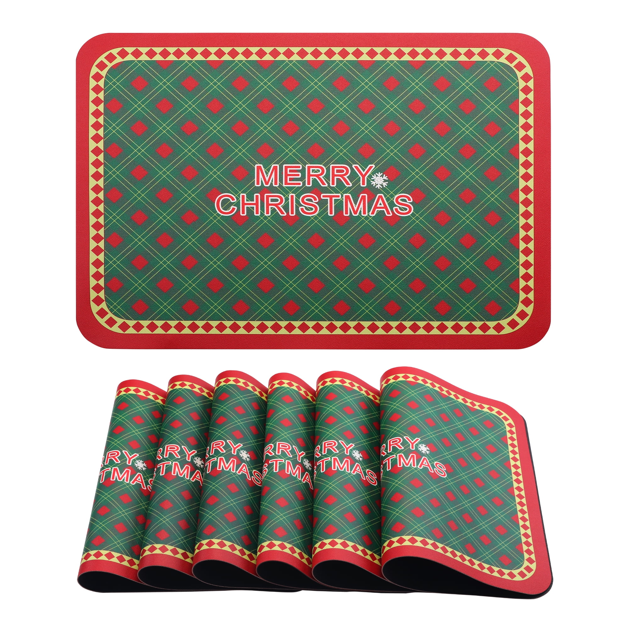 Unique Bargains Set of 6 Washable Leather Placemats Kitchen Table Mat Green
