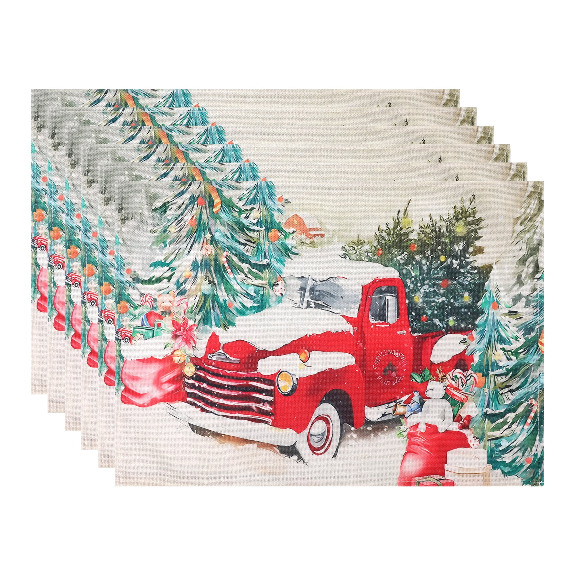 Unique Bargains Set of 6 Washable Linen Placemats Kitchen Table Mat Car