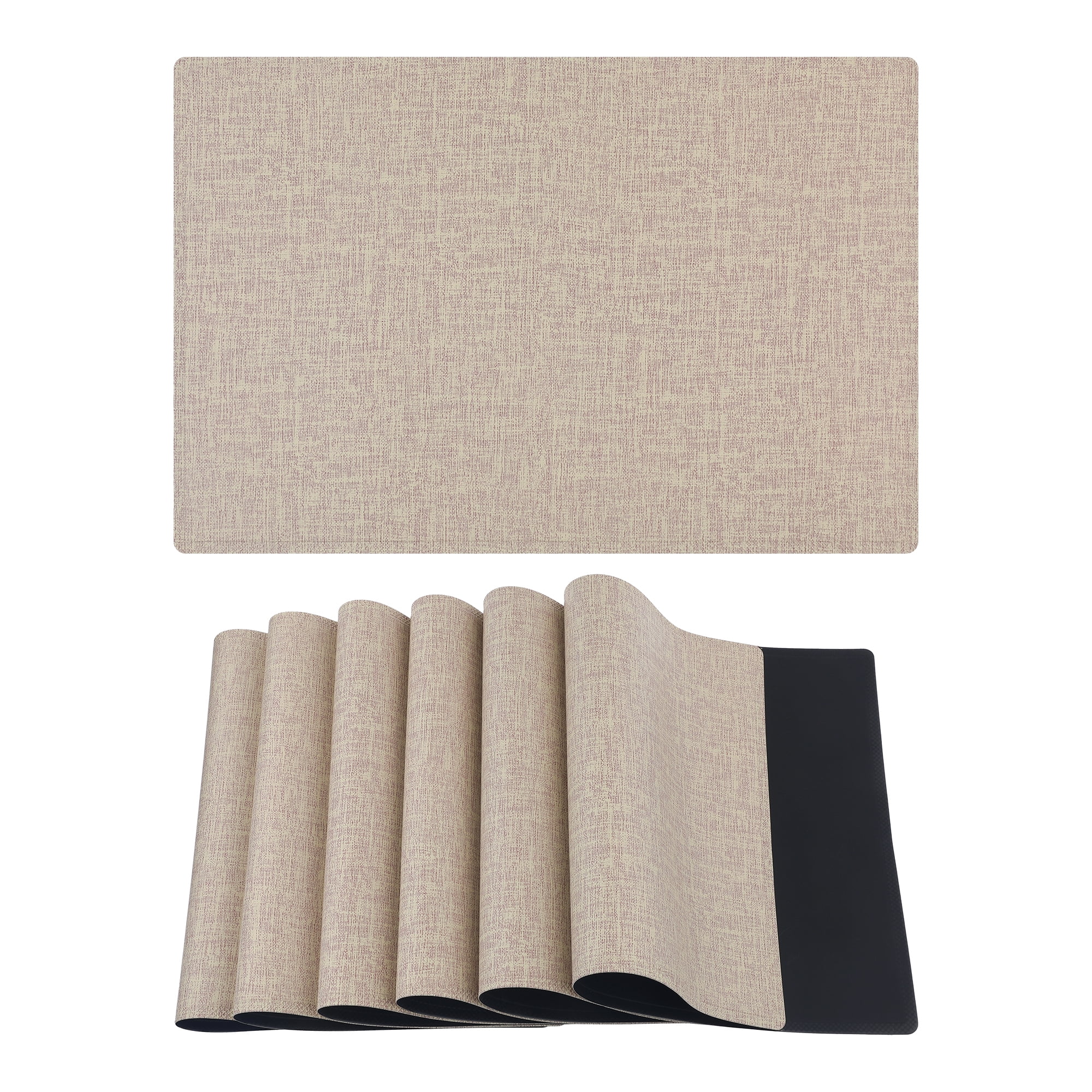 Unique Bargains Set of 6 Washable Placemats for Kitchen Dining Table Decor Beige