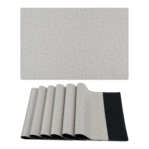 Unique Bargains Set of 6 Washable Placemats for Kitchen Dining Table Decor Cream