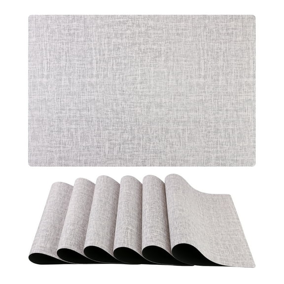 Unique Bargains Set of 6 Washable Placemats for Kitchen Dining Table Decor Gray