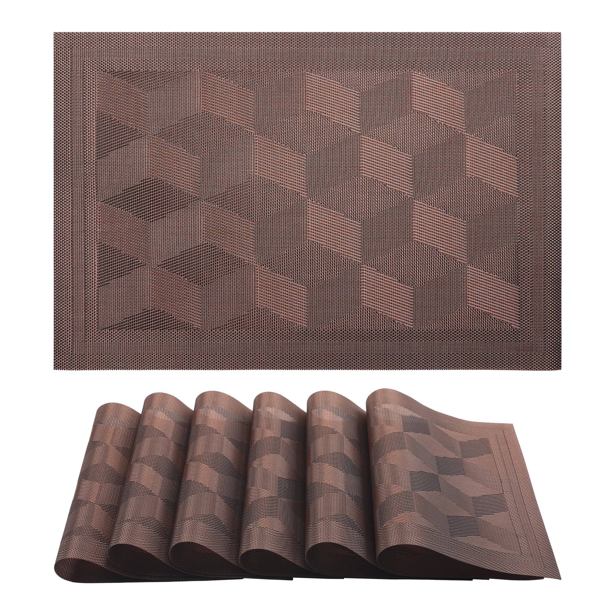 Unique Bargains Set of 6 Washable Plastic Placemats Kitchen Mat Coffee