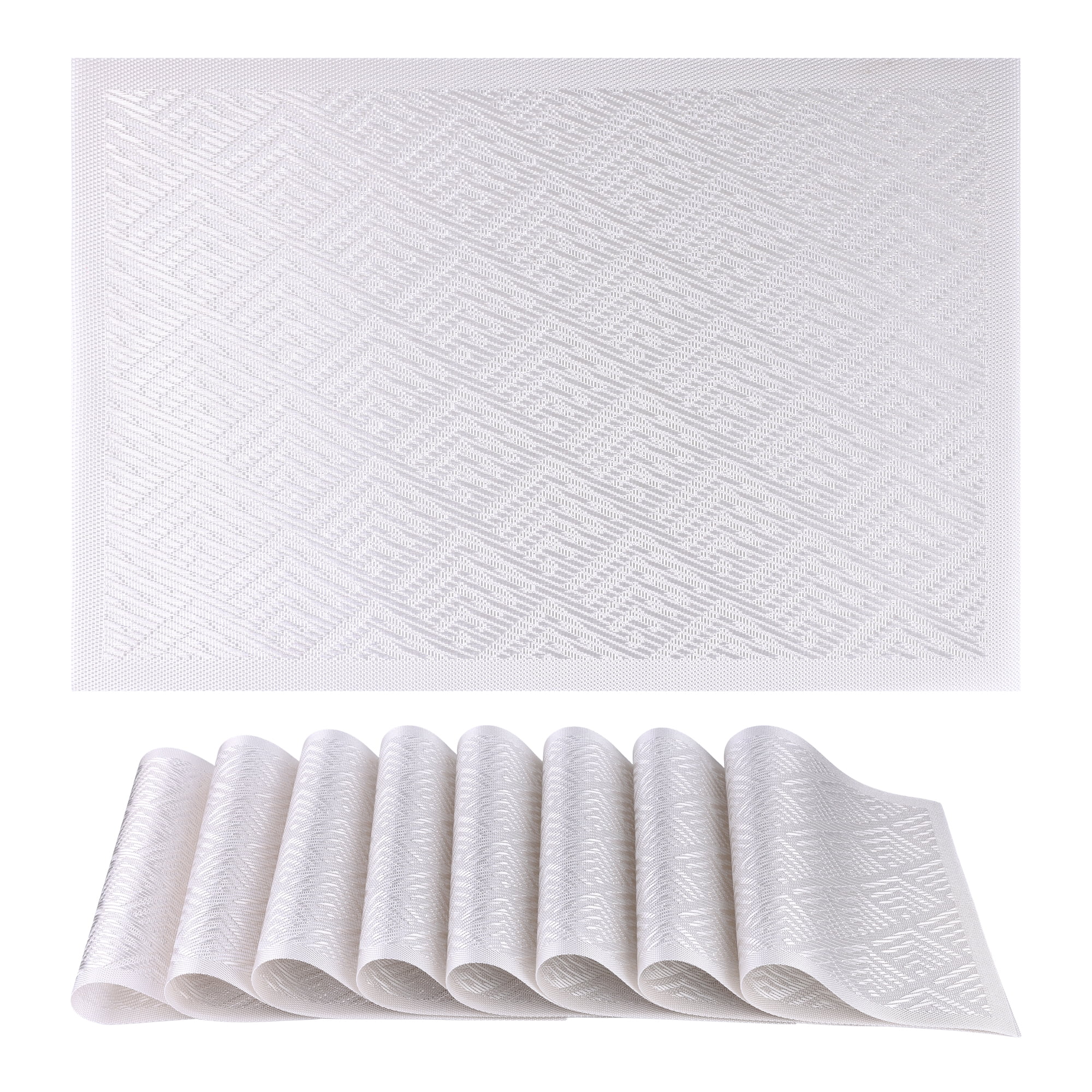 Unique Bargains Set of 6 Washable Plastic Placemats for Dining Table Decor Silver