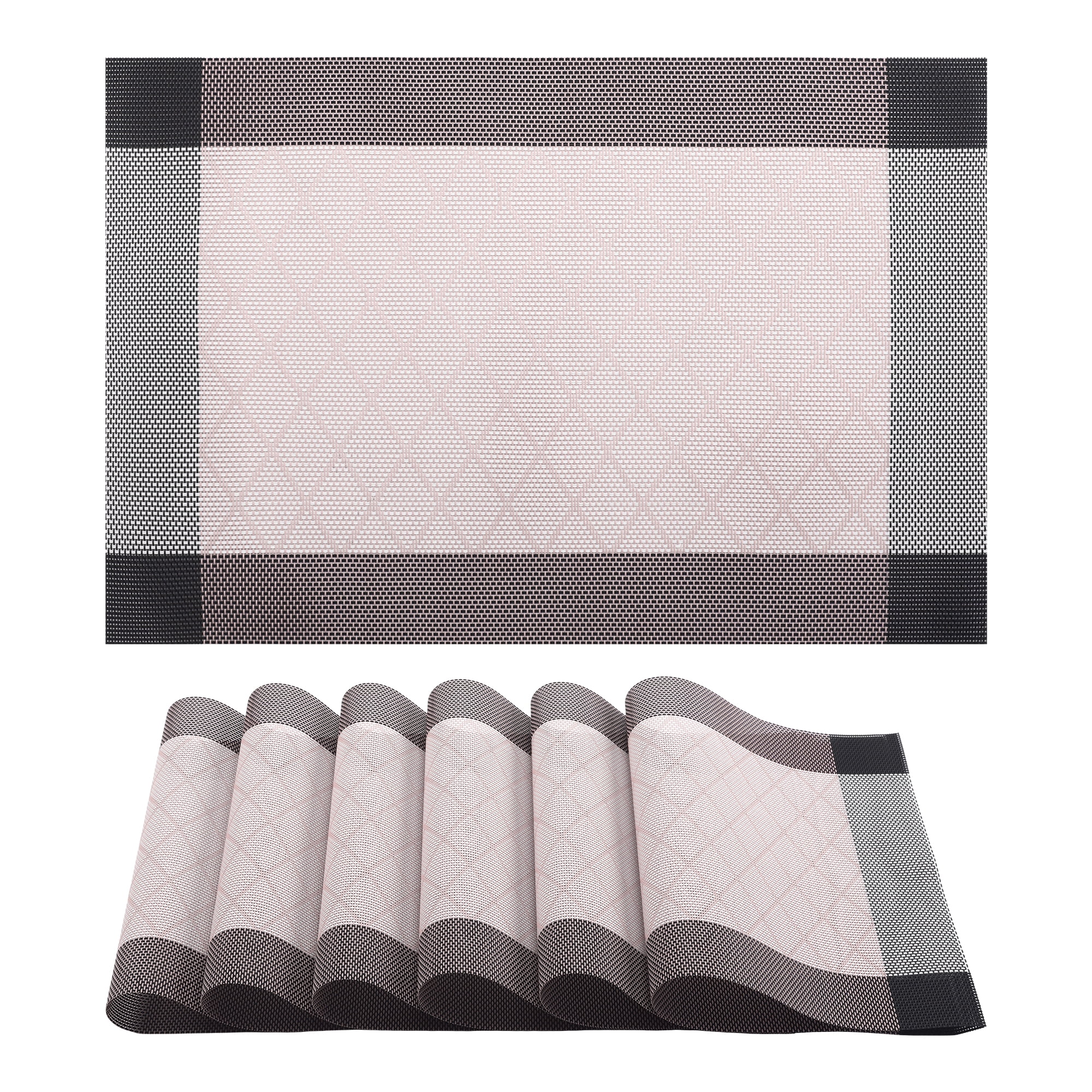 Unique Bargains Set of 6 Washable Plastic Placemats for Dining Table Indoor Blue