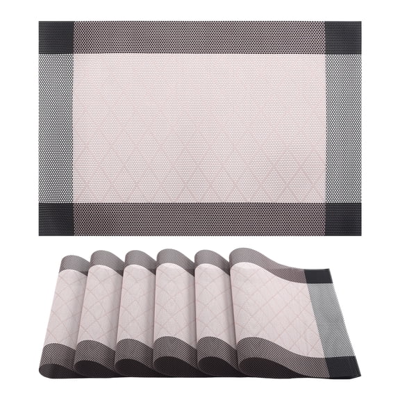 Unique Bargains Set of 6 Washable Plastic Placemats for Dining Table Indoor Blue