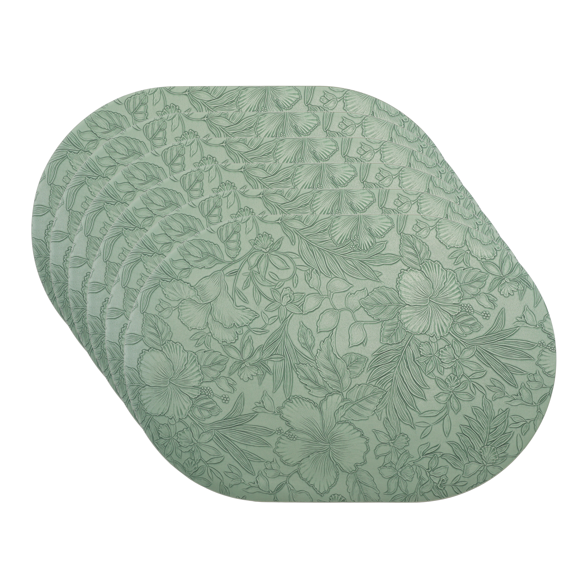 Unique Bargains Set of 6 Waterproof Heat Resistant Leather Placemats Green