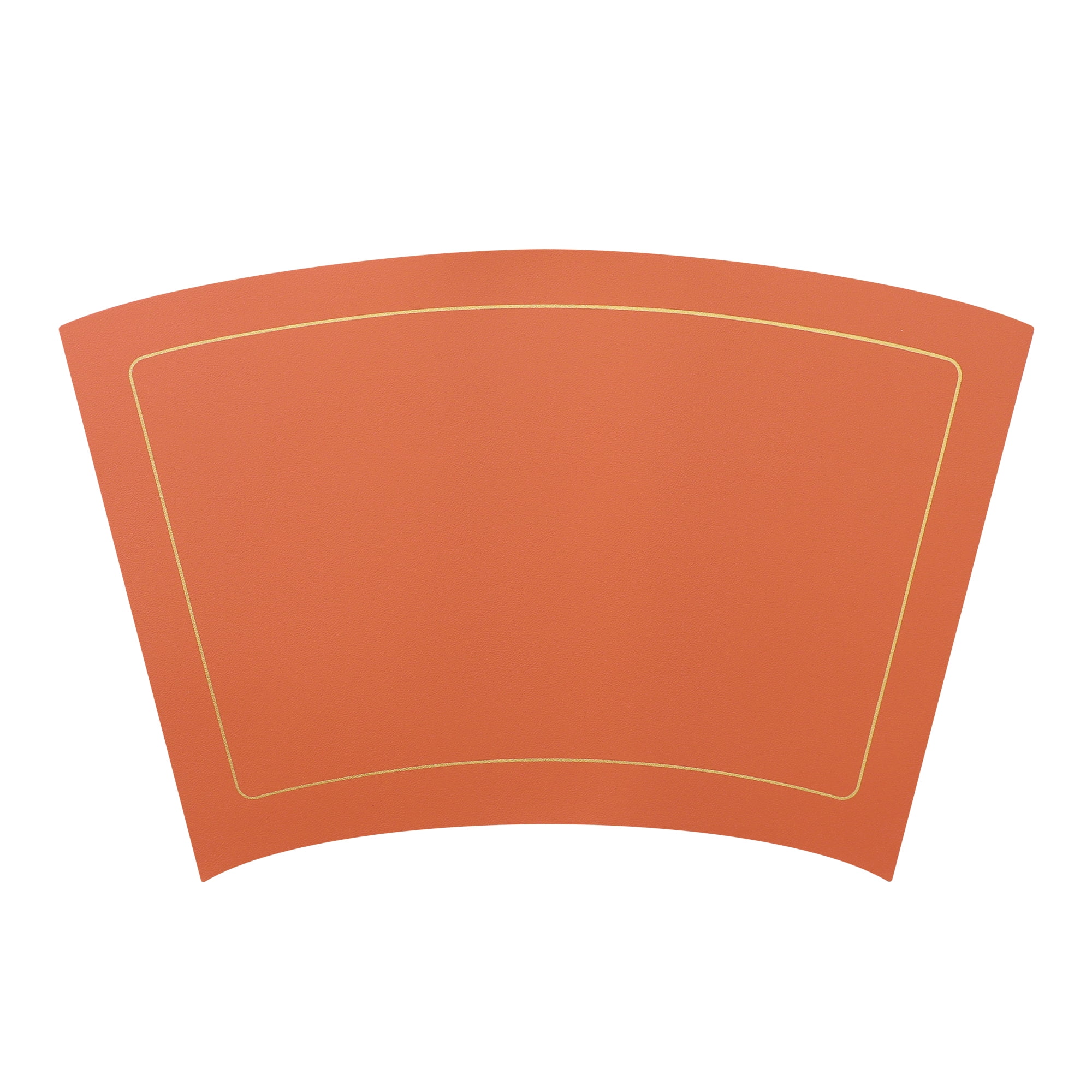 Unique Bargains Set of 6 Wedge Faux Leather Heat Resistant Wipe Clean Round Table Mats Orange