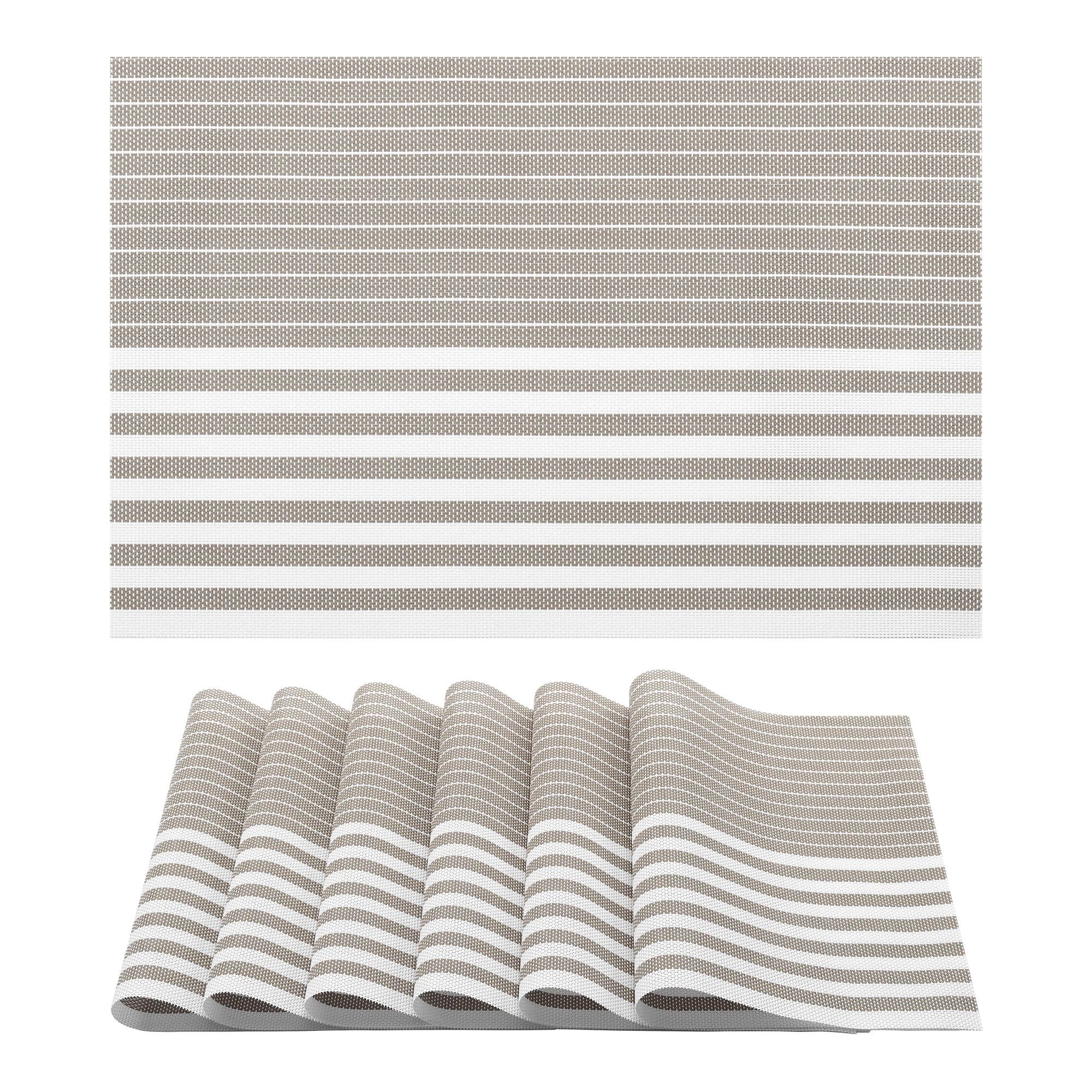 Unique Bargains Set of 6 Wipeable Plastic Placemats for Kitchen Dining Table Light Brown