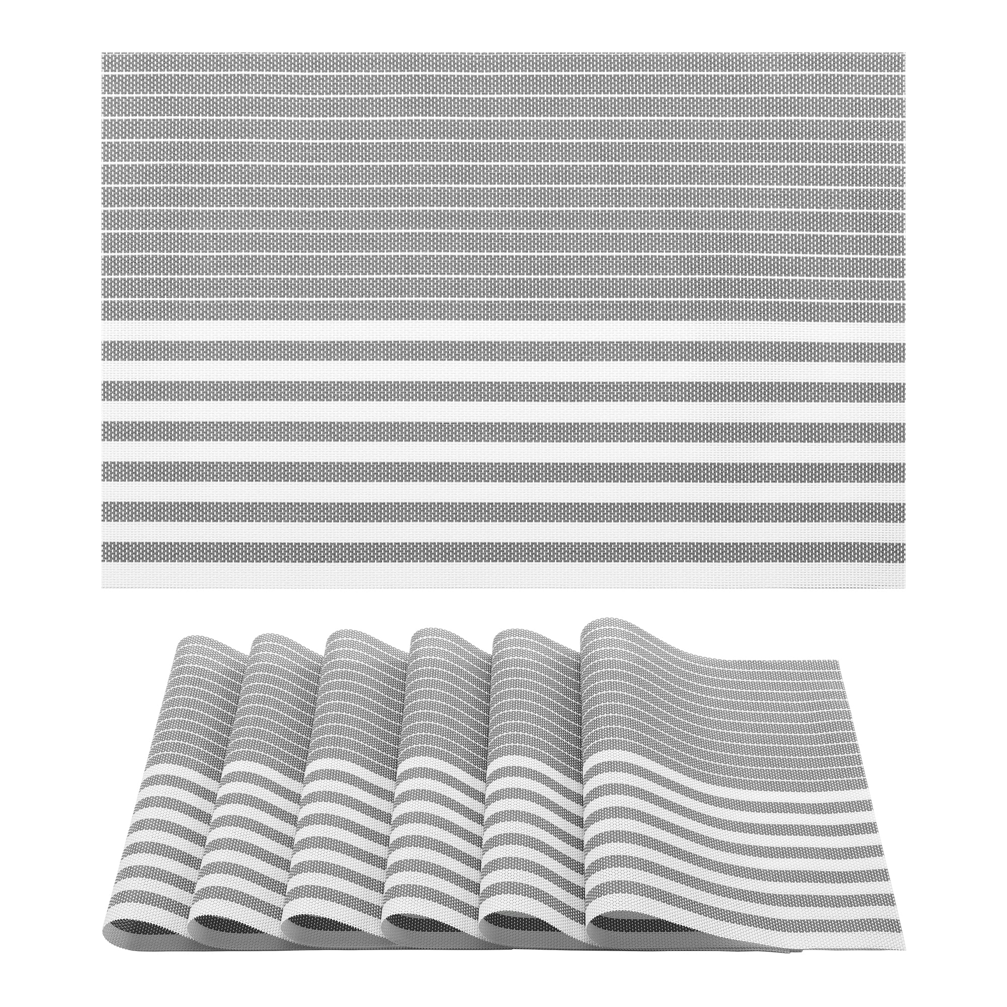 Unique Bargains Set of 6 Wipeable Plastic Placemats for Kitchen Dining Table Light Gray