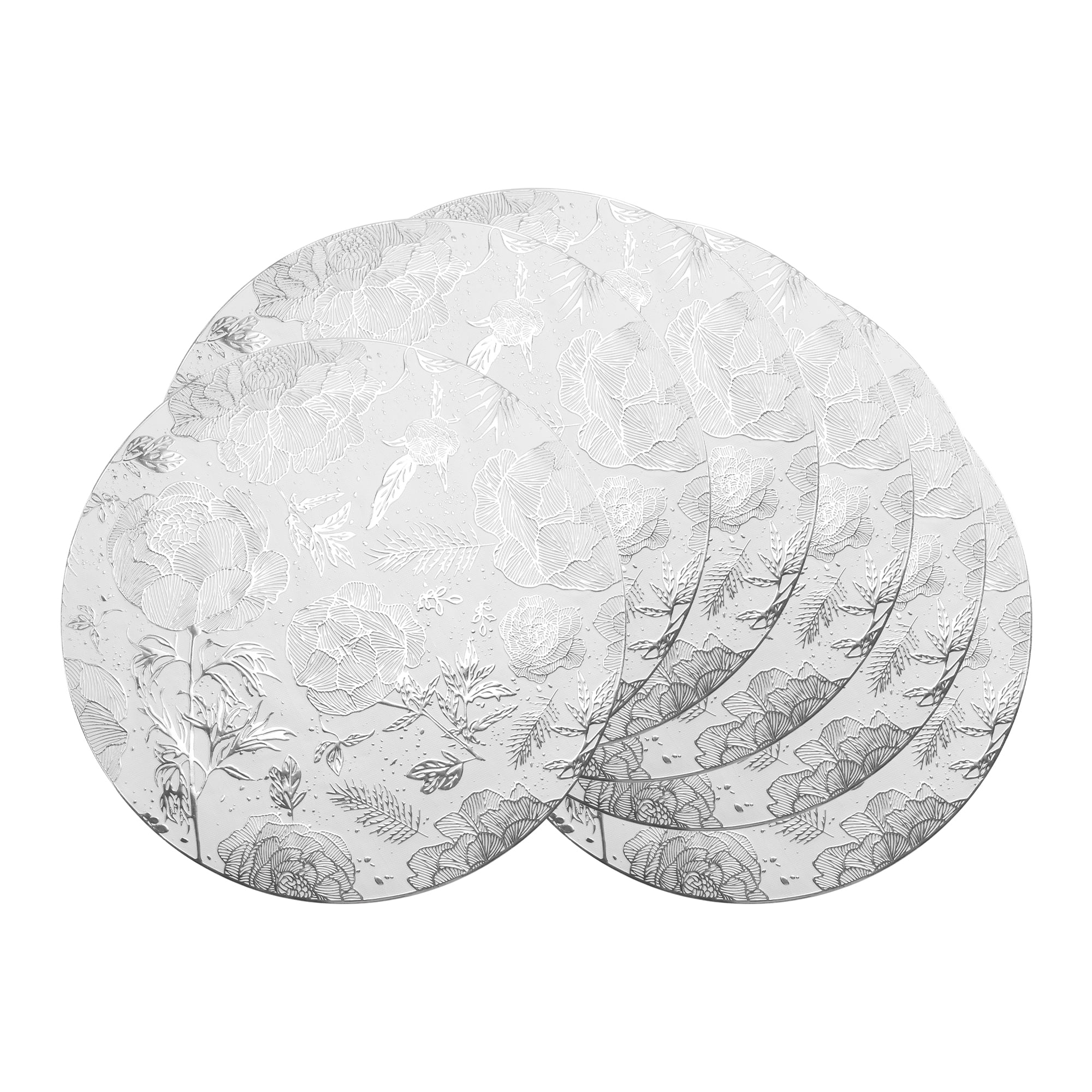 Unique Bargains Set of 6 Wipeable Plastic Placemats for Kitchen Dining Table Silver