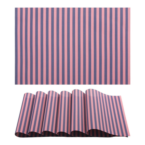 Unique Bargains Set of 6 Woven Placemats Washable Kitchen Mat Purple/Blue