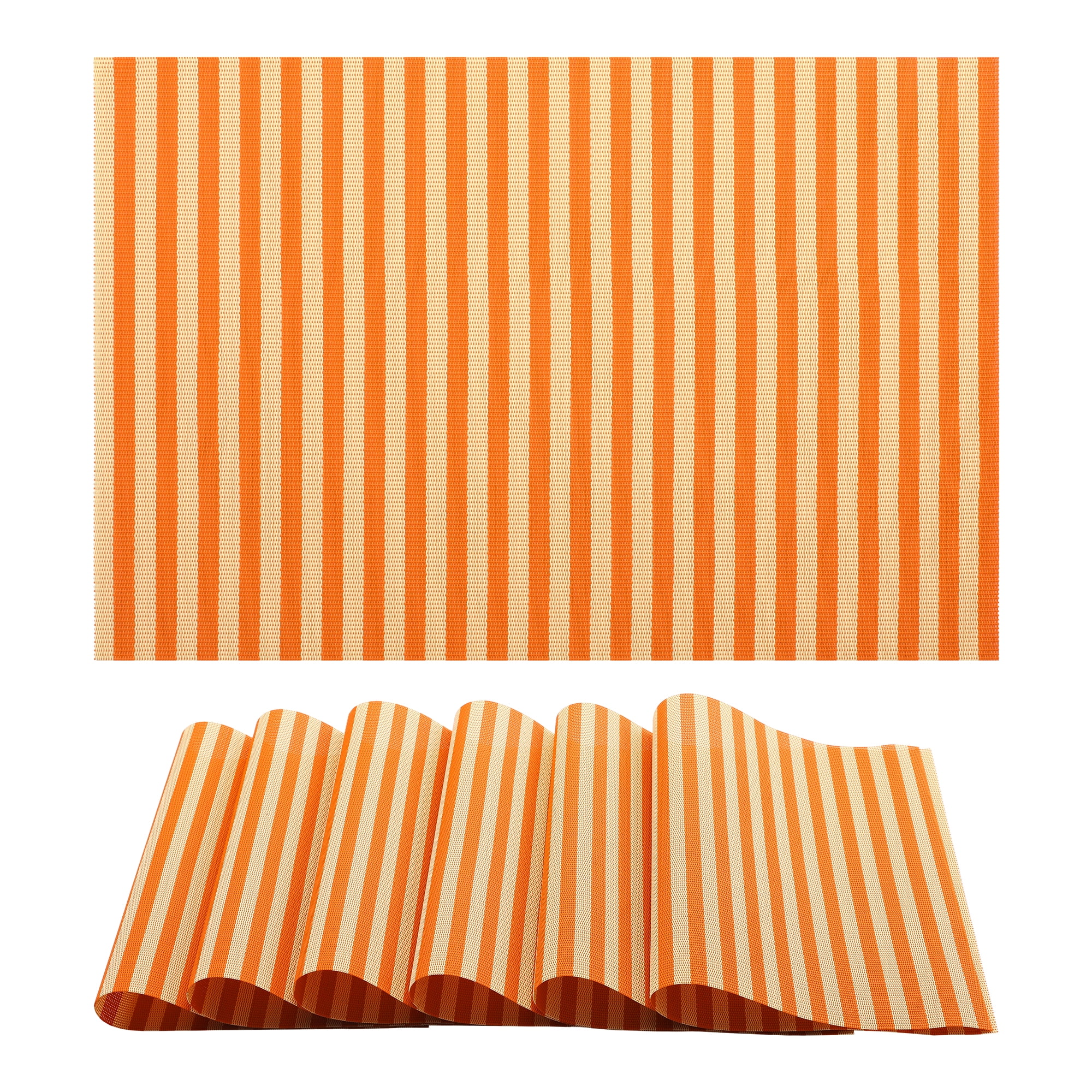 Unique Bargains Set of 6 Woven Placemats Washable Kitchen Mat Yellow