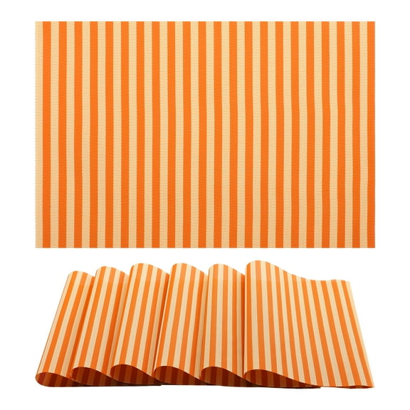 Unique Bargains Set of 6 Woven Placemats Washable Kitchen Mat Yellow