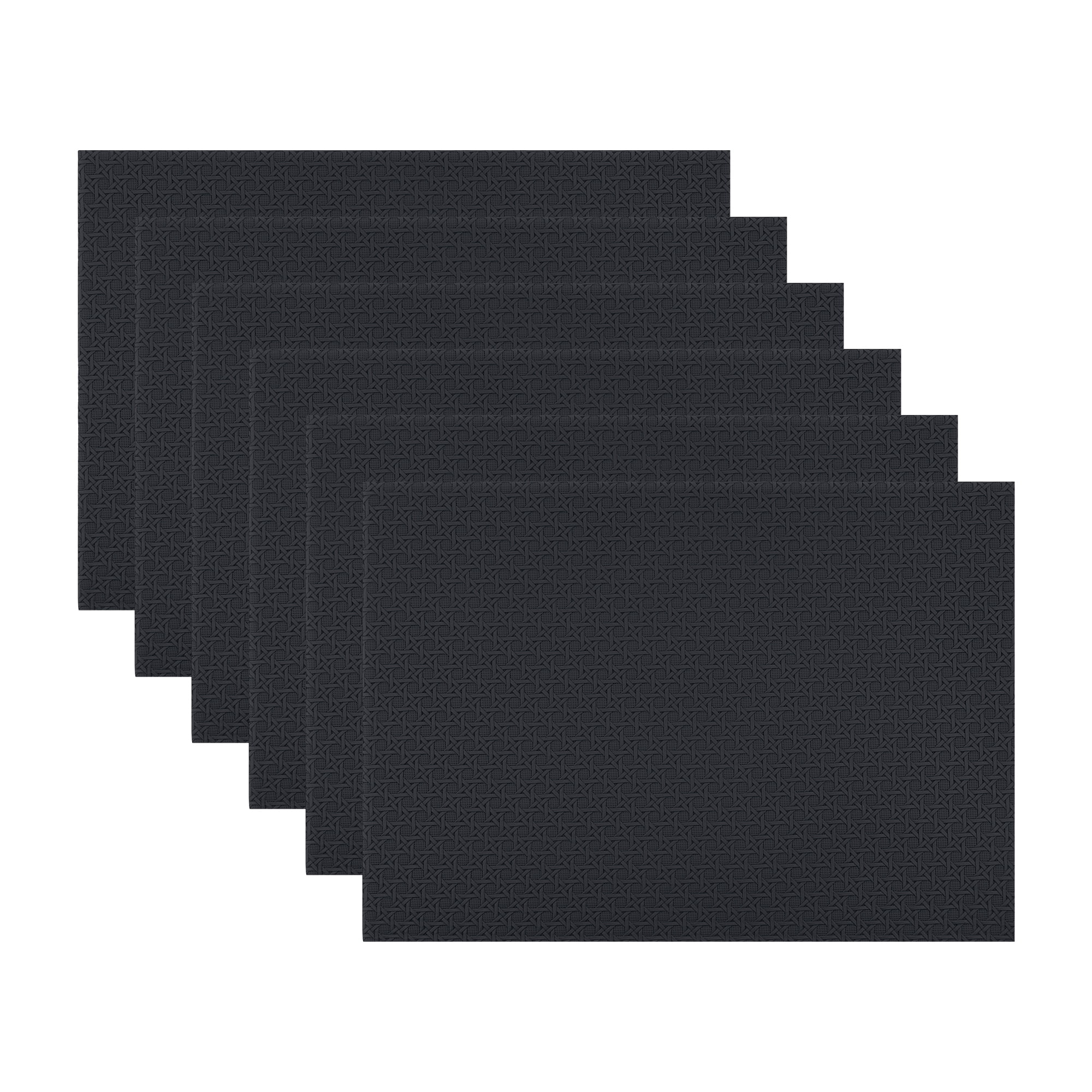 Unique Bargains Set of 6 Woven Placemats for Dining Black 17*12in
