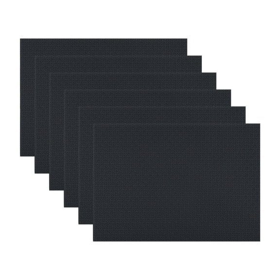Unique Bargains Set of 6 Woven Placemats for Dining Black 17*12in