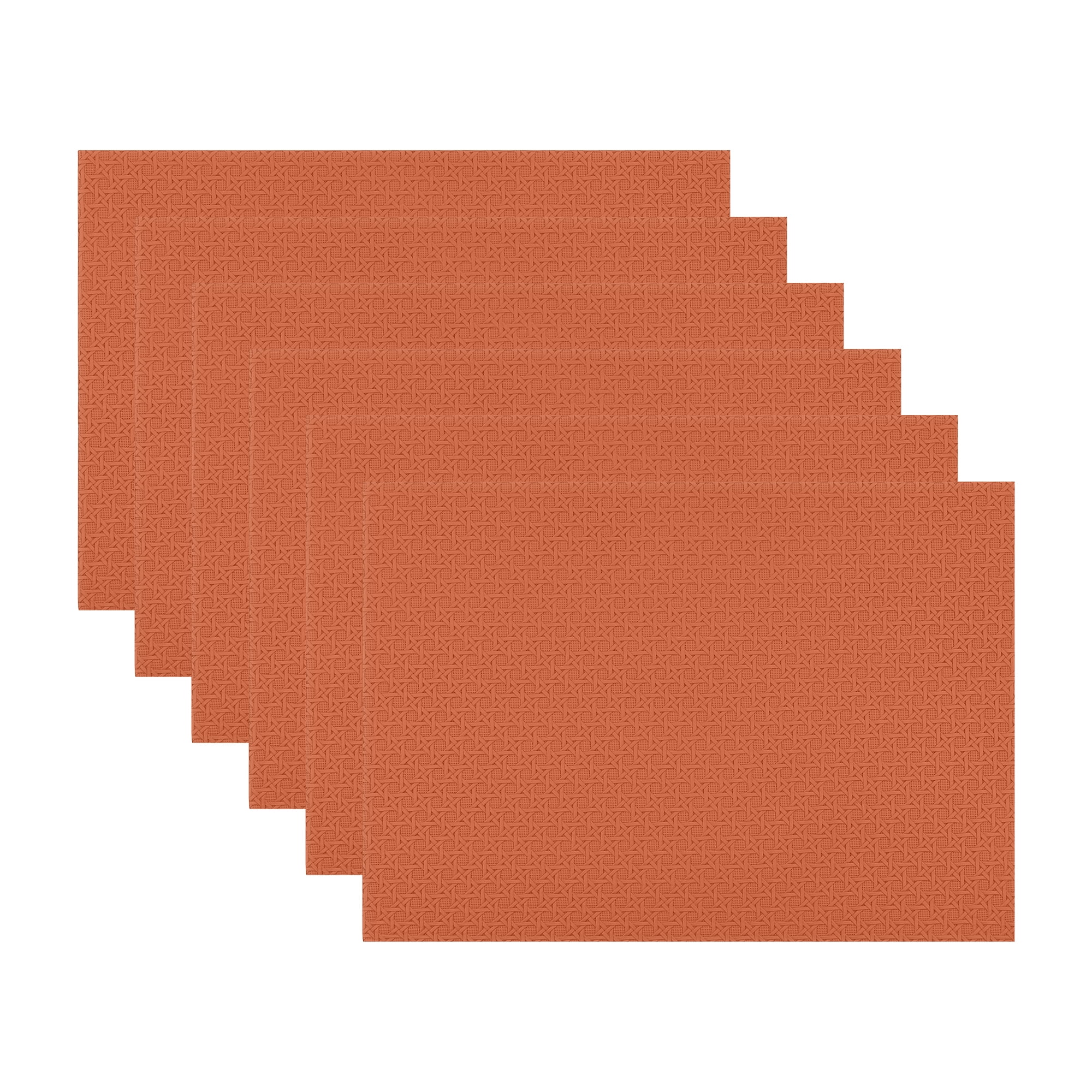 Unique Bargains Set of 6 Woven Placemats for Dining Brown 17*12in