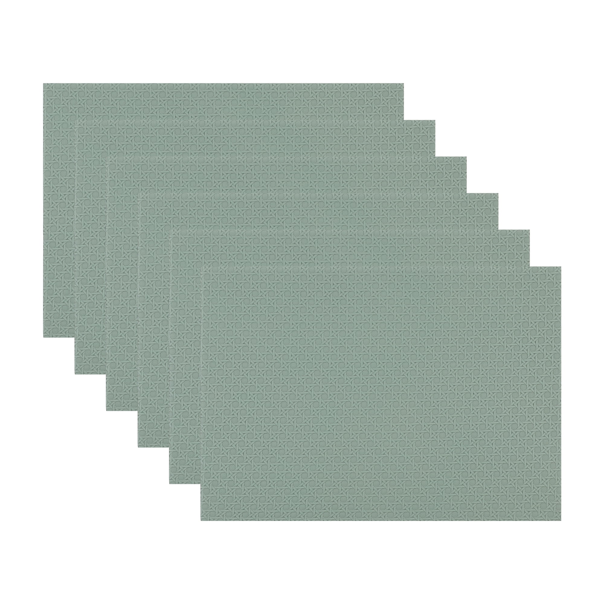 Unique Bargains Set of 6 Woven Placemats for Dining Green 17*12in