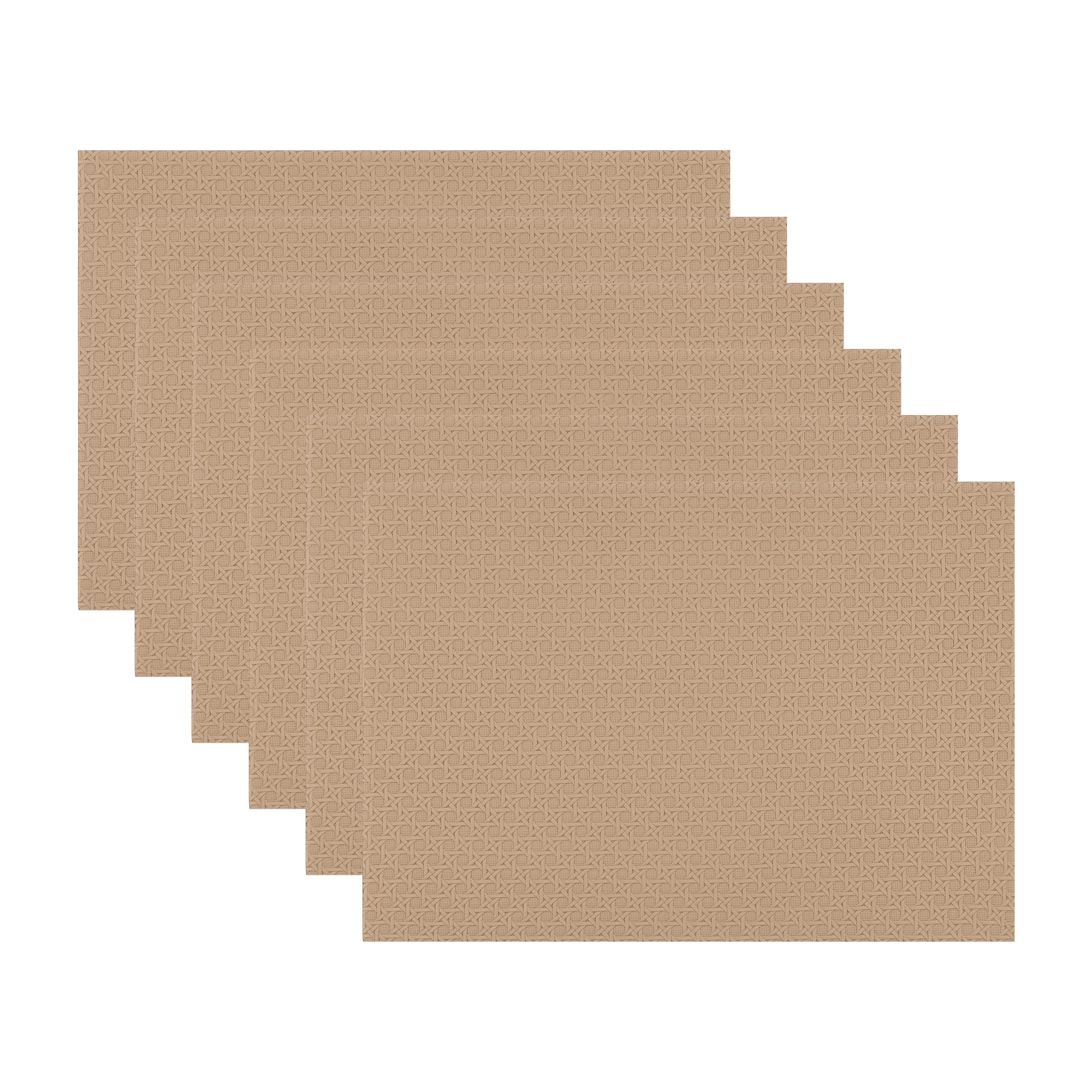 Unique Bargains Set of 6 Woven Placemats for Dining Khaki 17*12in