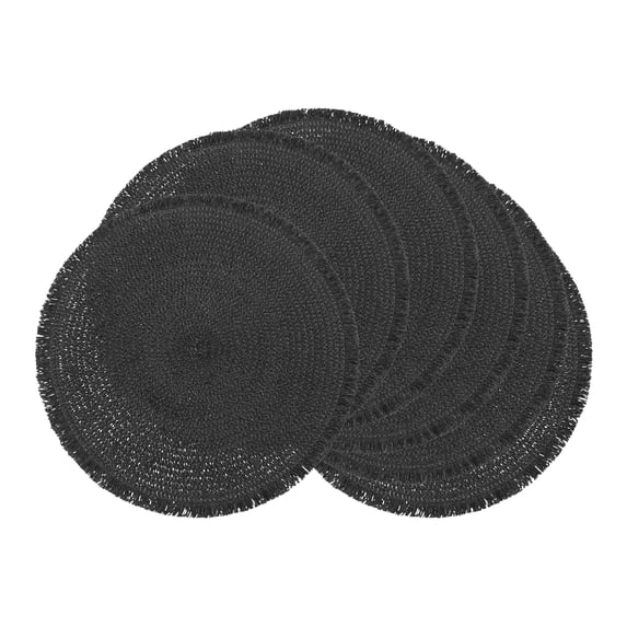 Unique Bargains Set of 6 Woven Placemats for Kitchen Use Black 15x15inch