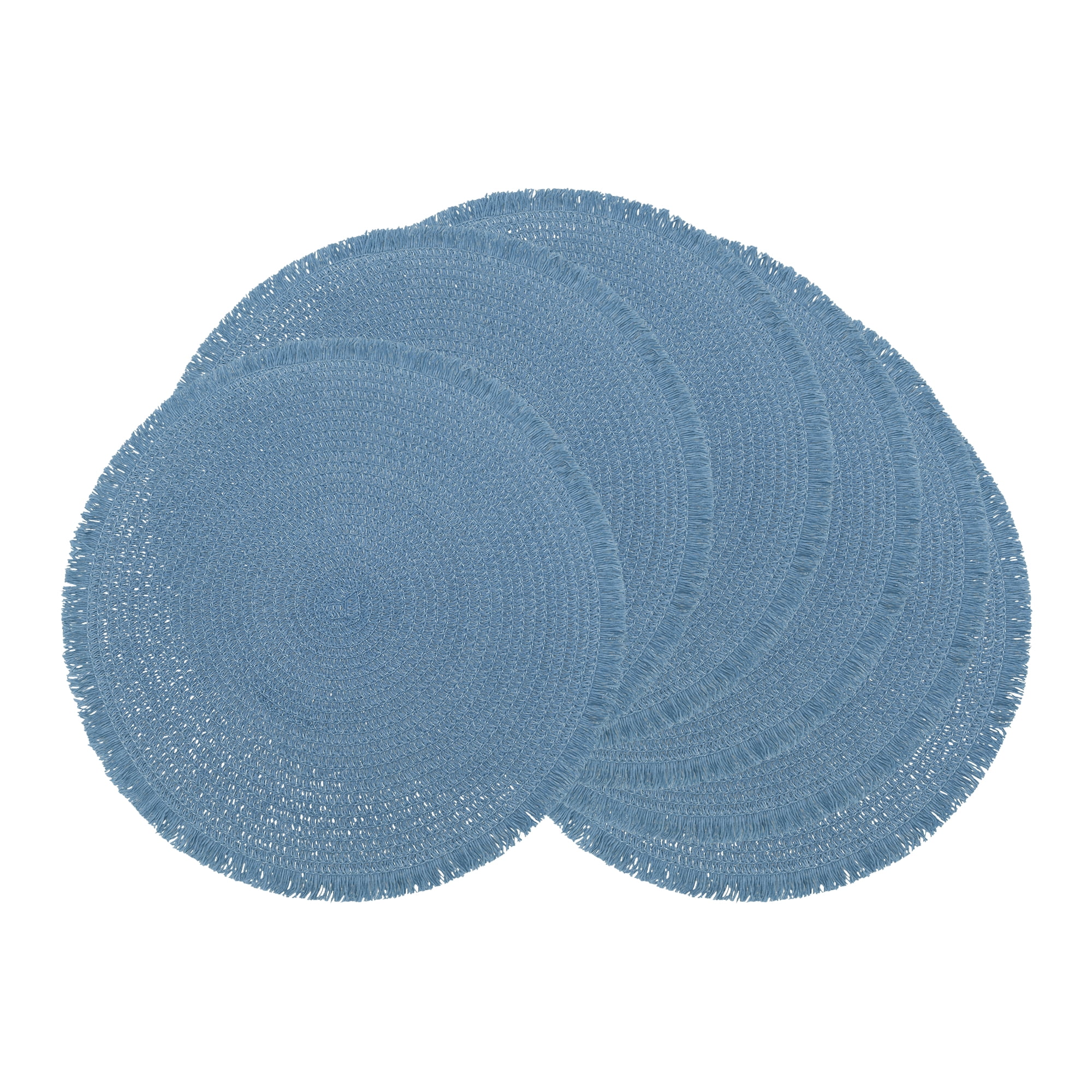 Unique Bargains Set of 6 Woven Placemats for Kitchen Use Blue 15x15inch