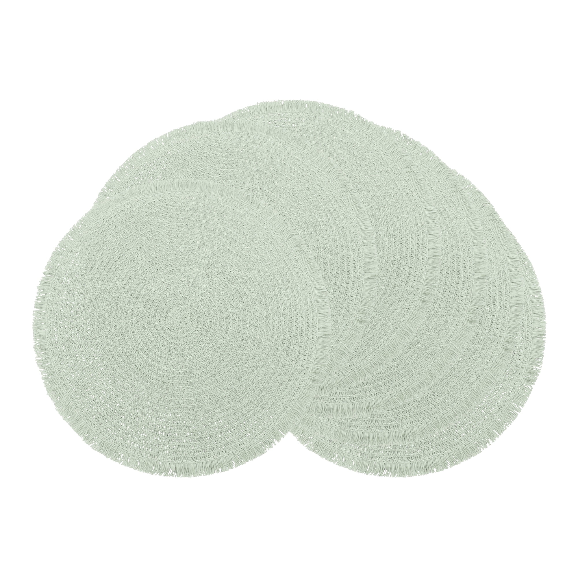 Unique Bargains Set of 6 Woven Placemats for Kitchen Use Light Green 15x15inch