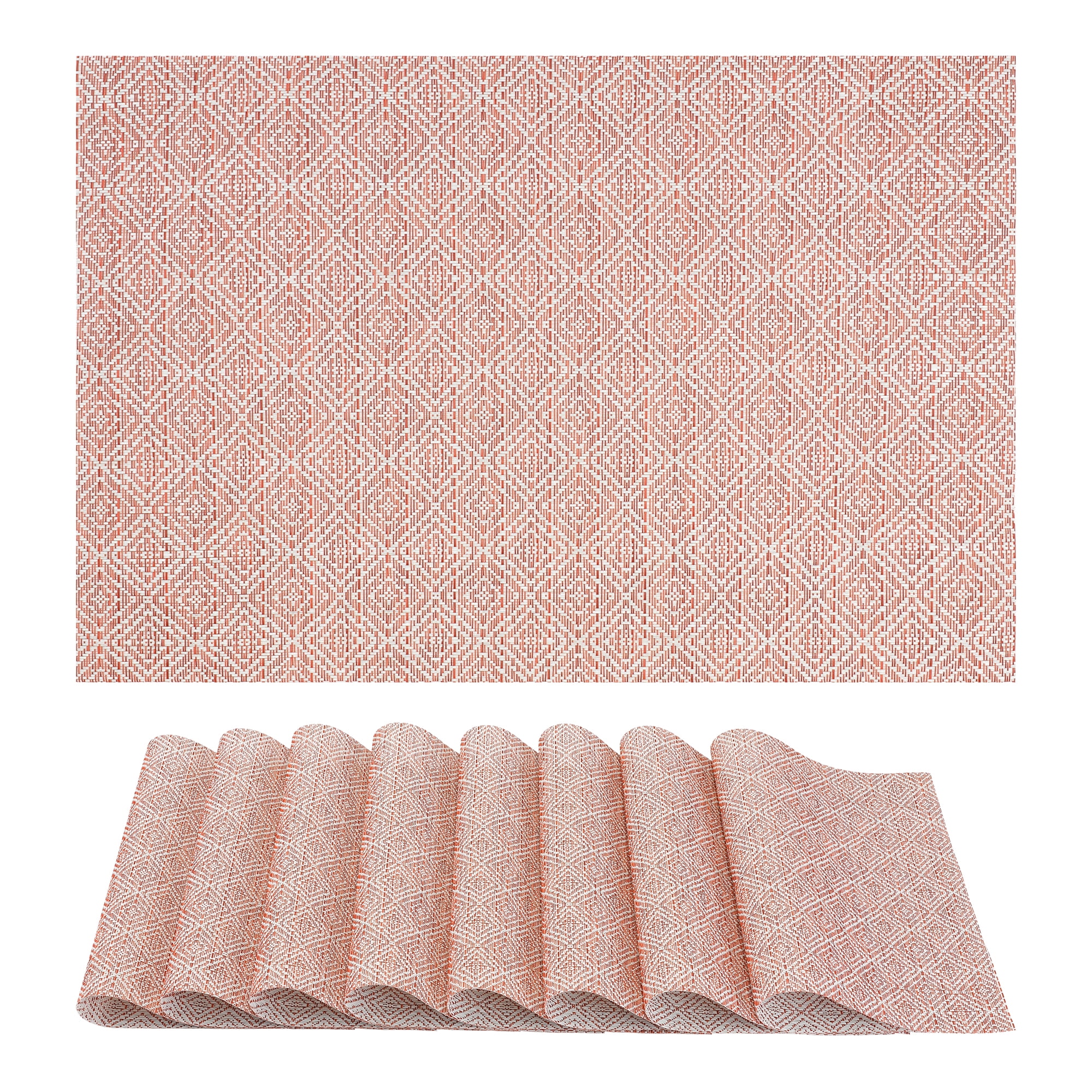 Unique Bargains Set of 8 Farmhouse Placemats Plastic Table Mats for Kitchen Red
