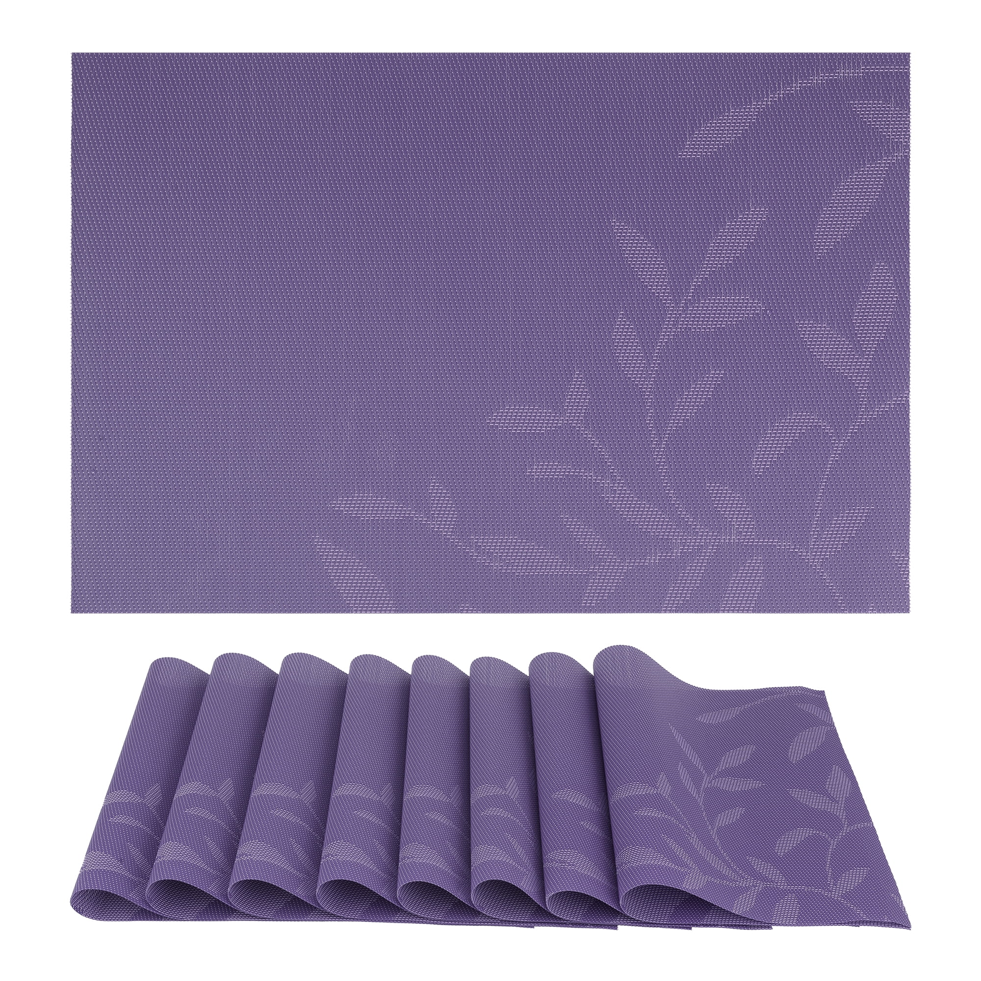 Unique Bargains Set of 8 Farmhouse Washable Placemats Indoor Kitchen Table Mat Purple