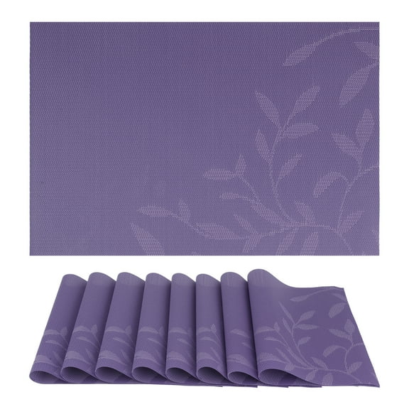 Unique Bargains Set of 8 Farmhouse Washable Placemats Indoor Kitchen Table Mat Purple