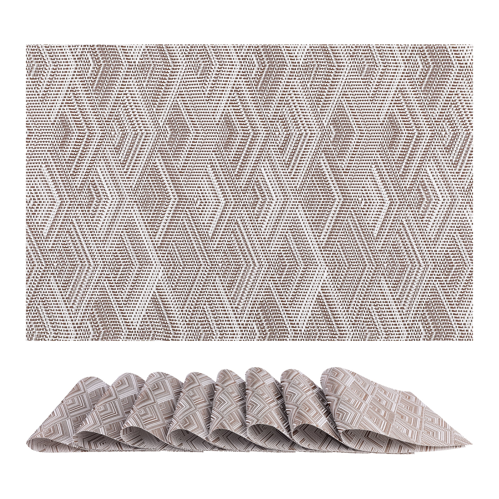 Unique Bargains Set of 8 Placemats for Dining Table Wipeable Table Mat Coffee 18x12Inch