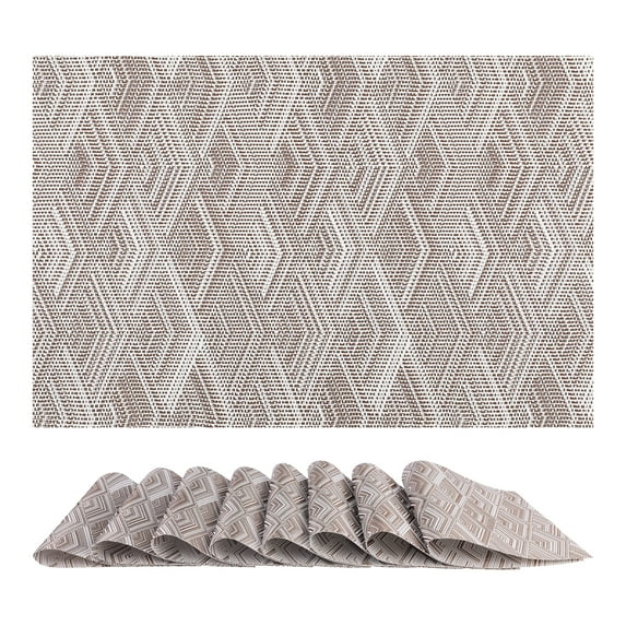 Unique Bargains Set of 8 Placemats for Dining Table Wipeable Table Mat Coffee 18x12Inch