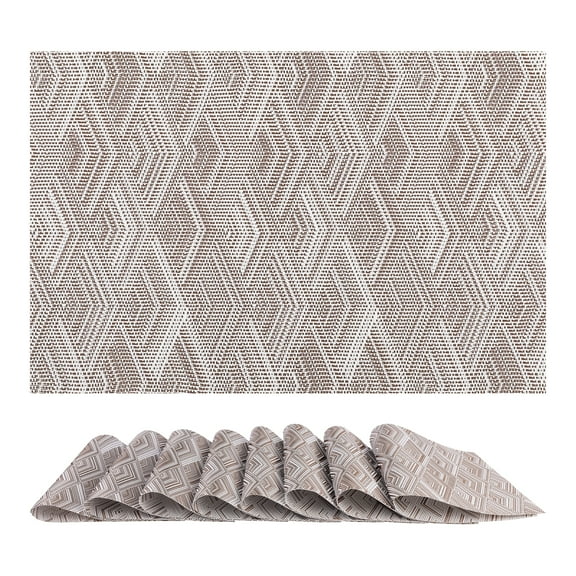 Unique Bargains Set of 8 Placemats for Dining Table Wipeable Table Mat Coffee 18x12Inch