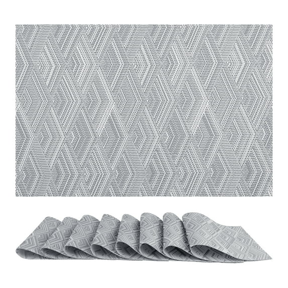 Unique Bargains Set of 8 Placemats for Dining Table Wipeable Table Mat Gray 18x12Inch