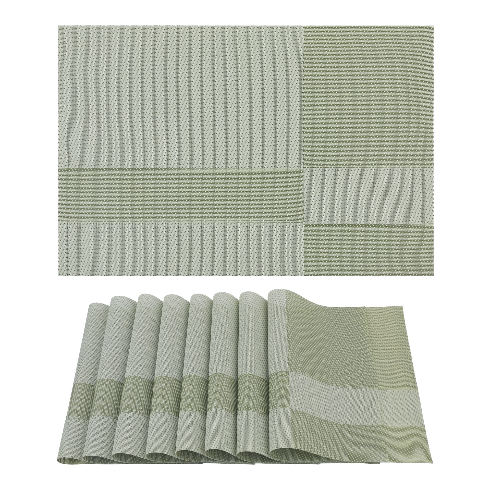 Unique Bargains Set of 8 Placemats for Kitchen Table Decor Green