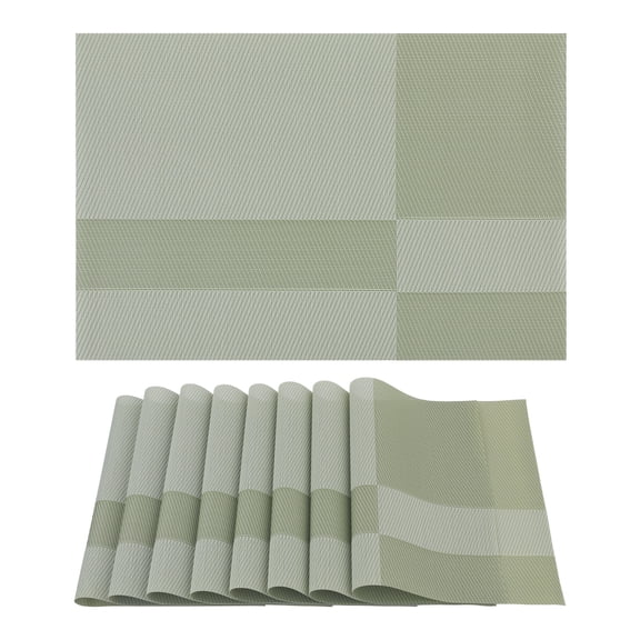 Unique Bargains Set of 8 Placemats for Kitchen Table Decor Green