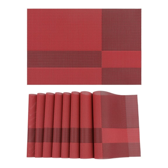 Unique Bargains Set of 8 Placemats for Kitchen Table Decor Red