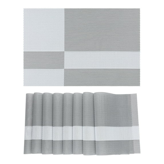 Unique Bargains Set of 8 Placemats for Kitchen Table Decor Silver