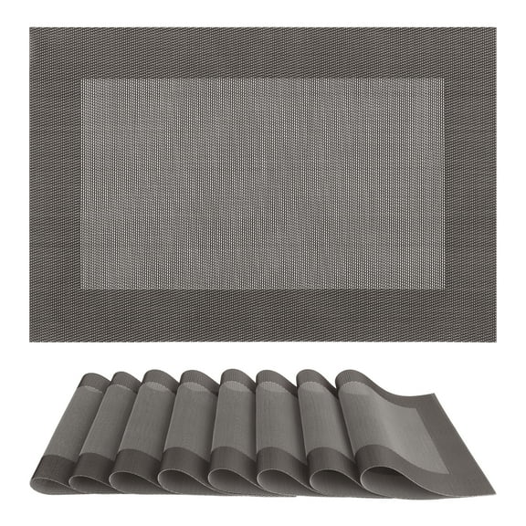 Unique Bargains Set of 8 Table Placemats Washable Wipeable Table Mat Dark Gray 18x12Inch