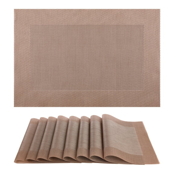 Unique Bargains Set of 8 Table Placemats Washable Wipeable Table Mat Rose Gold 18x12Inch