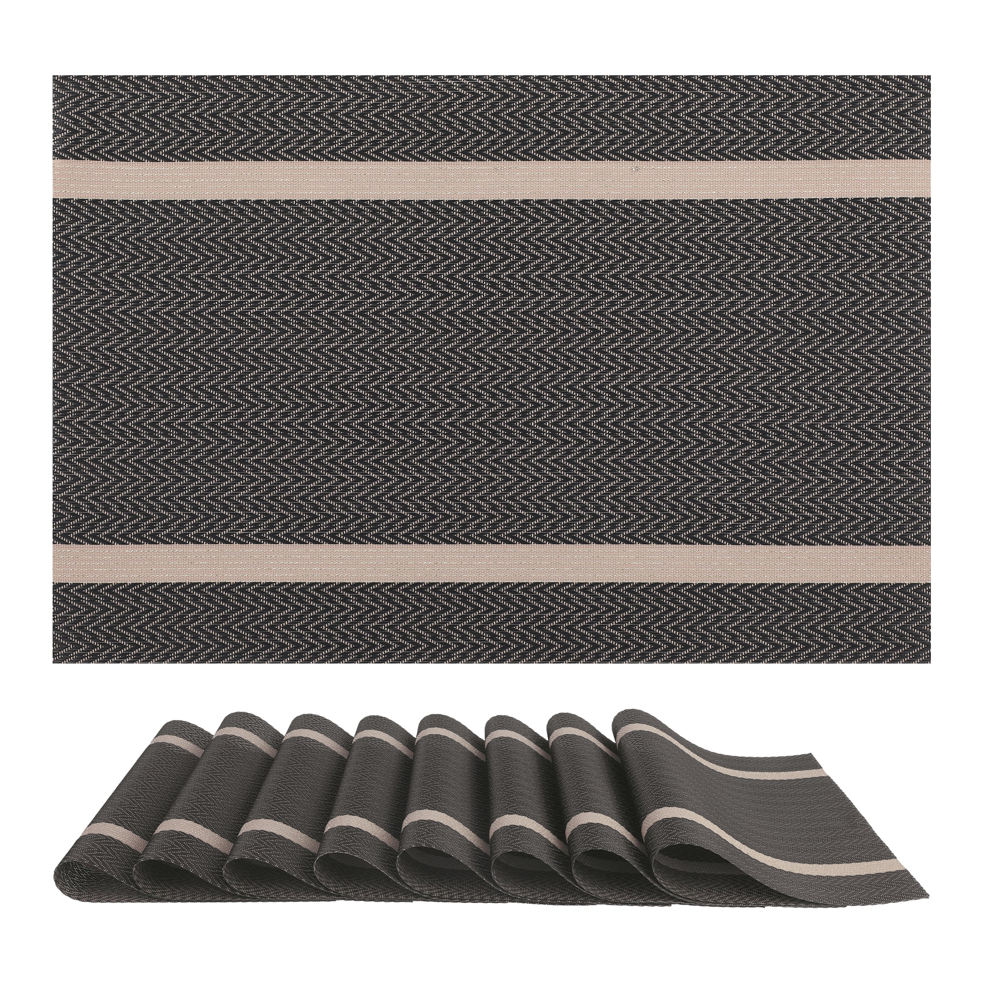 Unique Bargains Set of 8 Vinyl Placemats for Kitchen Washable Table Placemats Brown