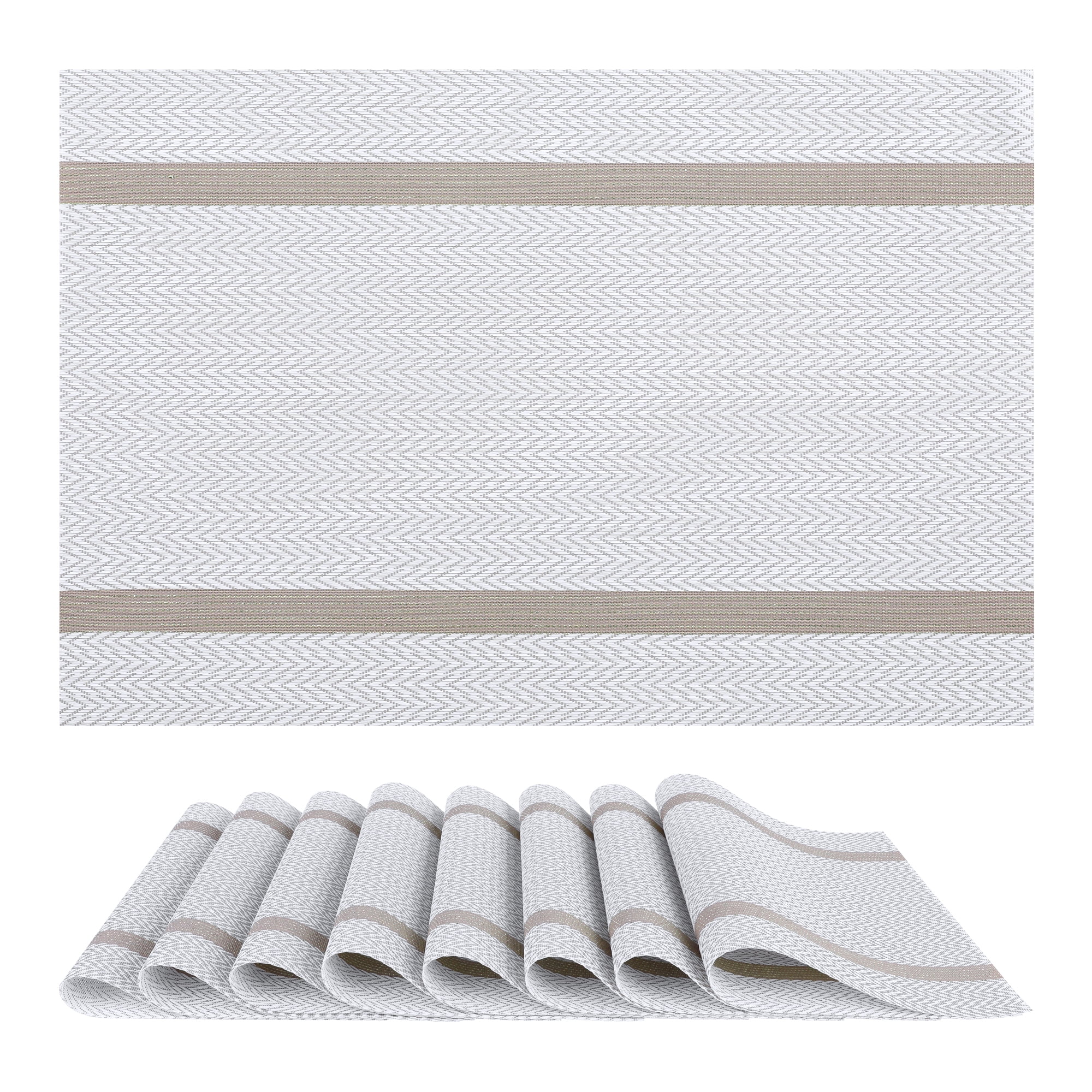 Unique Bargains Set of 8 Vinyl Placemats for Kitchen Washable Table Placemats White