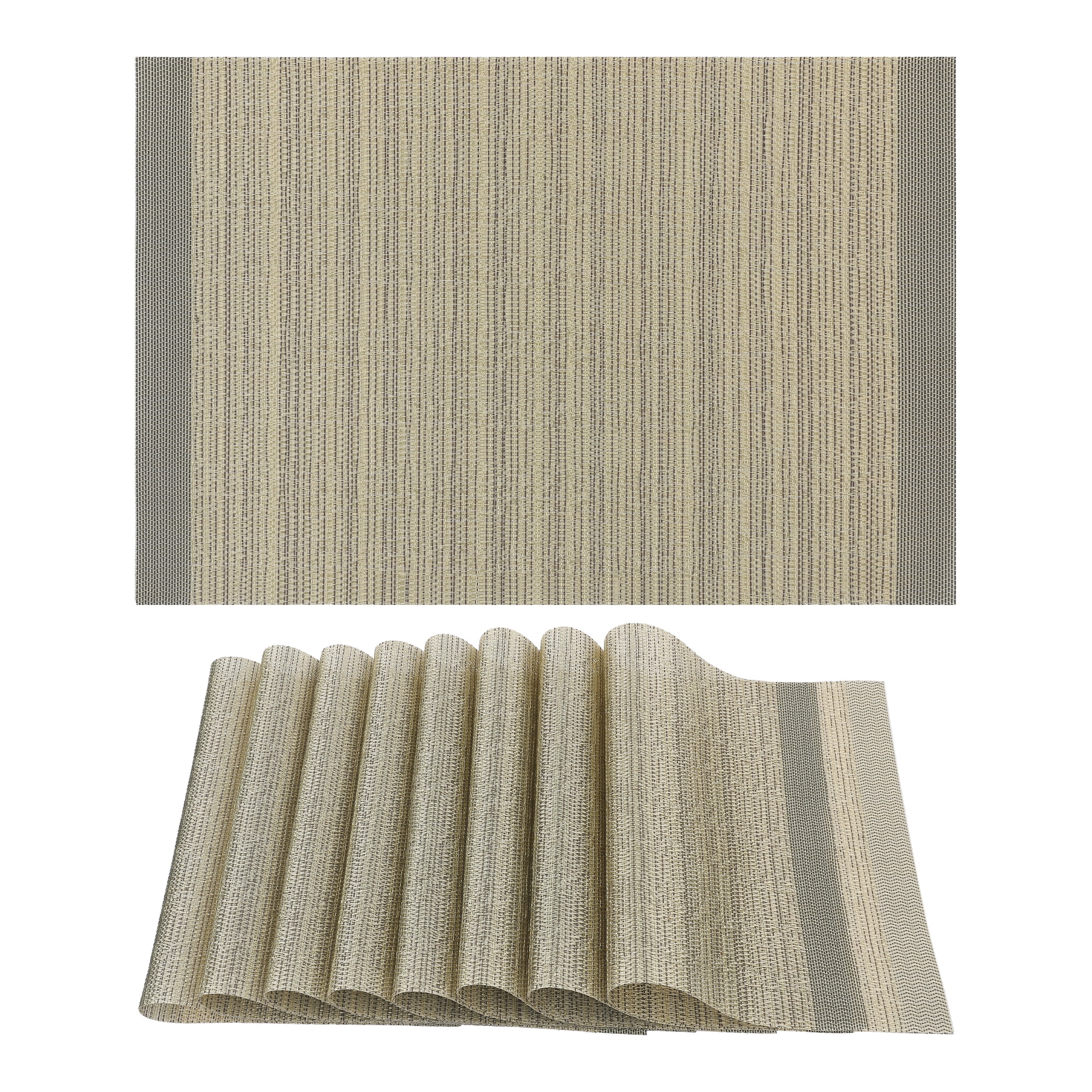 Unique Bargains Set of 8 Washable Placemats for Kitchen Dining Table Decor Gold
