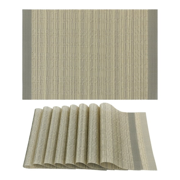 Unique Bargains Set of 8 Washable Placemats for Kitchen Dining Table Decor Gold
