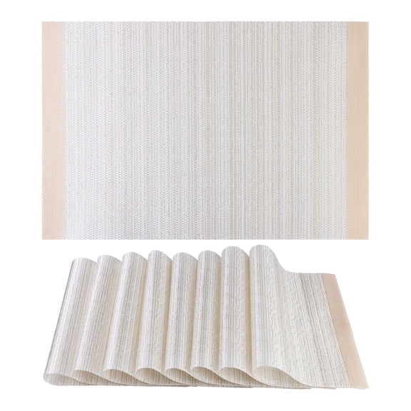 Unique Bargains Set of 8 Washable Placemats for Kitchen Dining Table Decor White