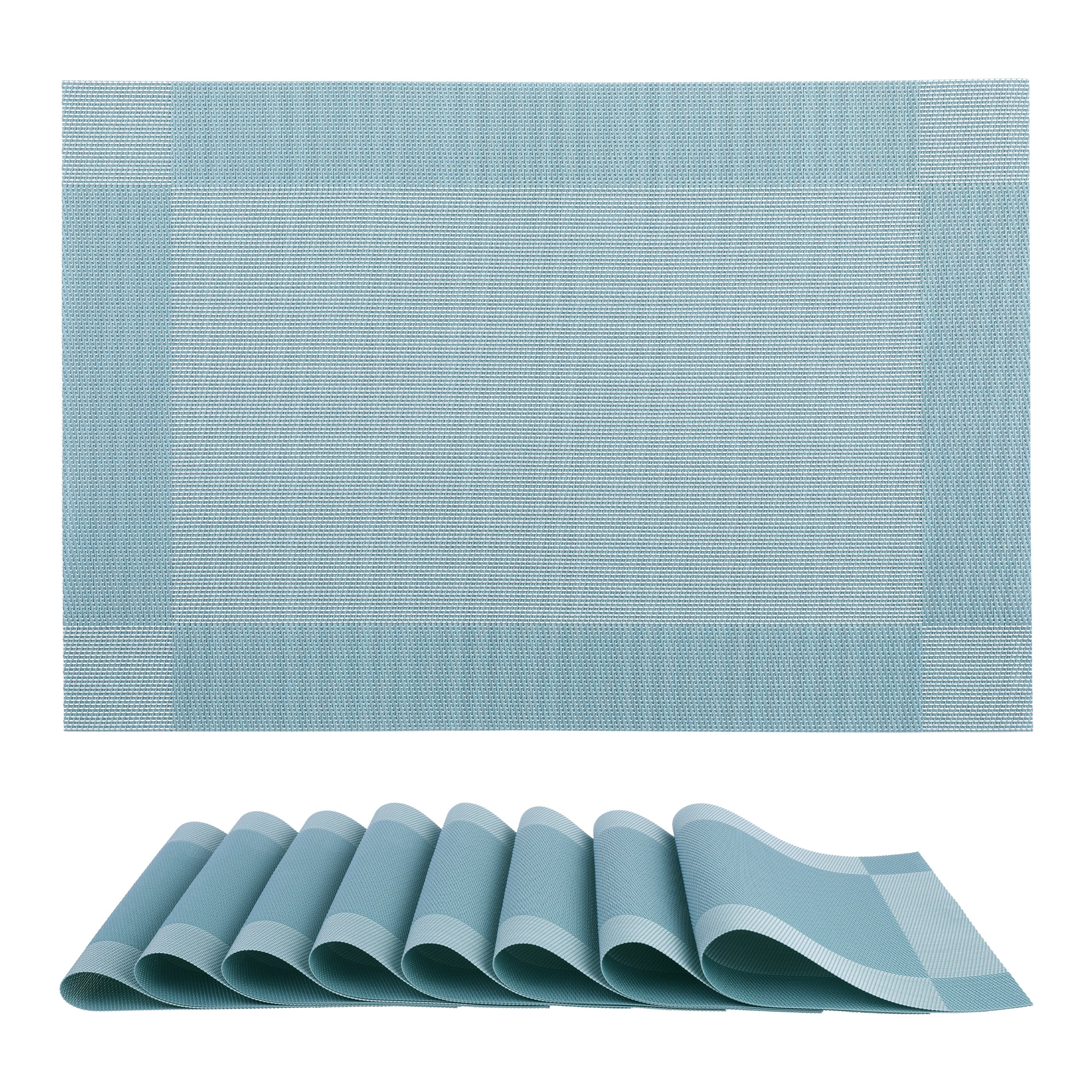 Unique Bargains Set of 8 Washable Wipeable Heat Resistant Table Placemat Blue 18x12in