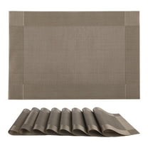Unique Bargains Set of 8 Washable Wipeable Heat Resistant Table Placemat Brown 18x12in