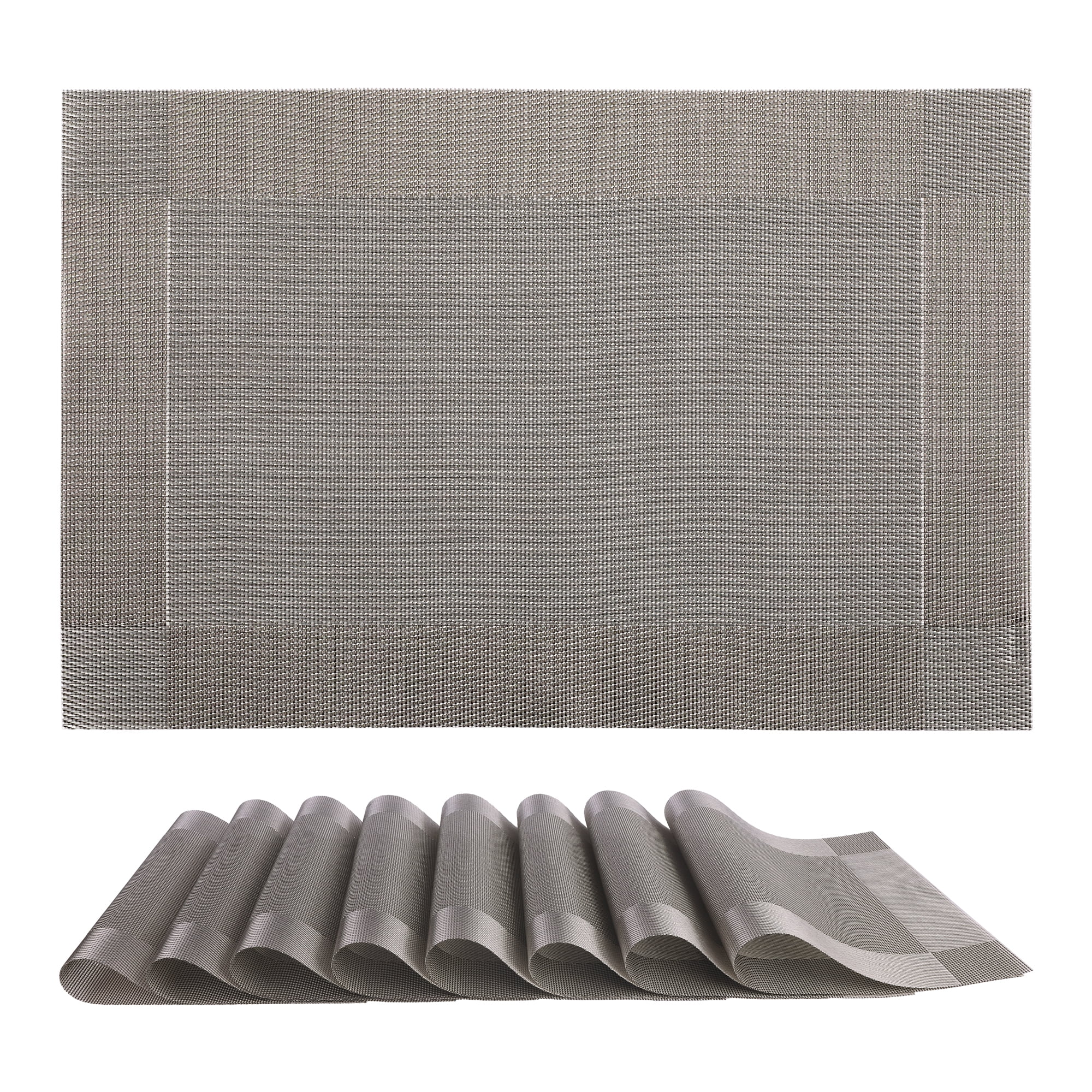Unique Bargains Set of 8 Washable Wipeable Heat Resistant Table Placemat Gray 18x12in
