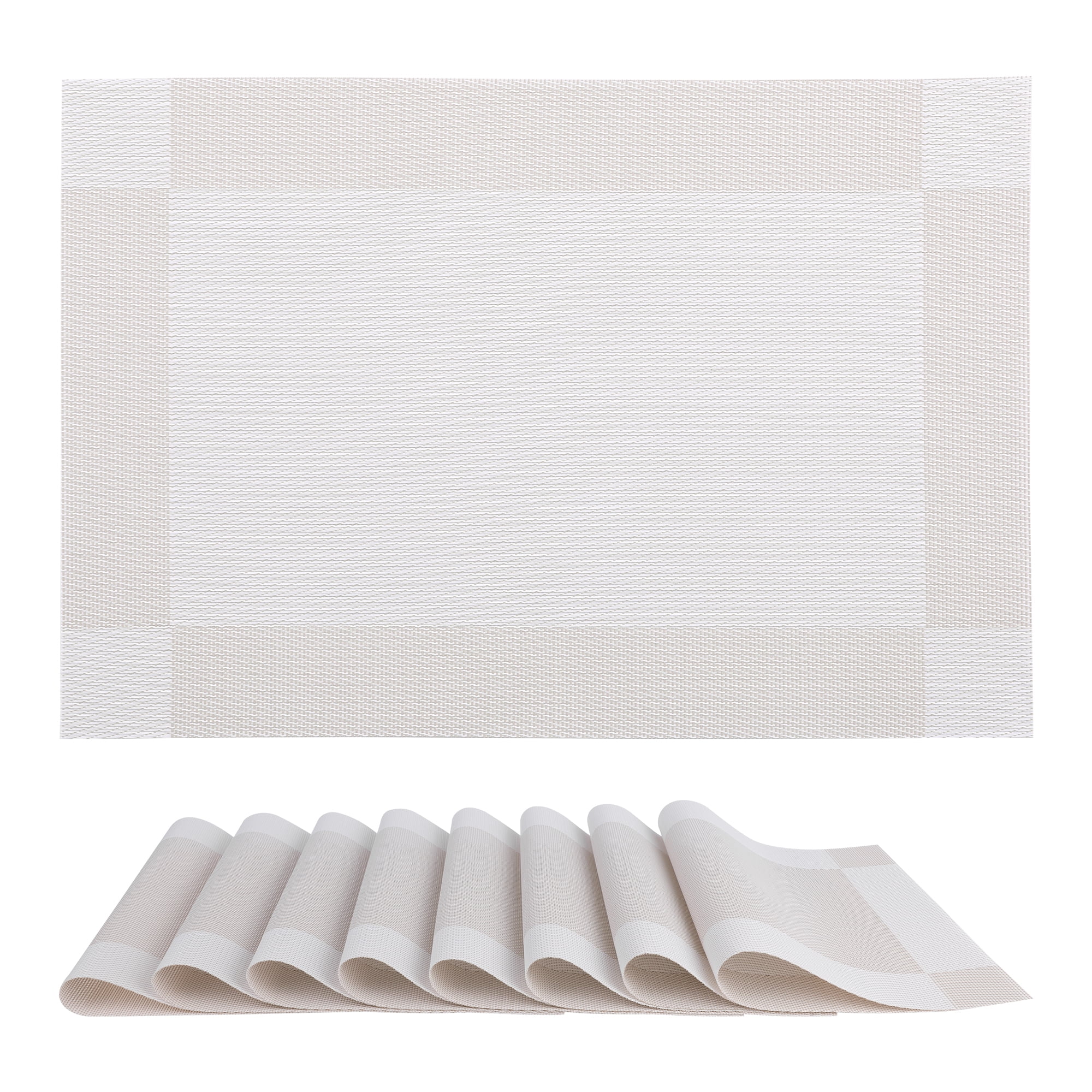 Unique Bargains Set of 8 Washable Wipeable Heat Resistant Table Placemat White 18x12in