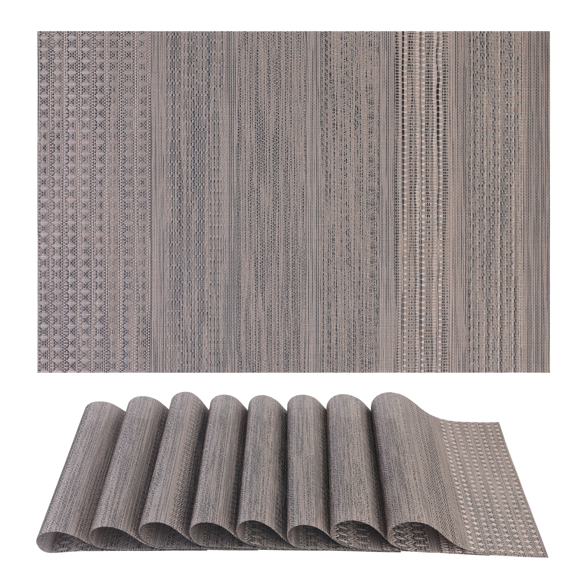 Unique Bargains Set of 8 Woven Placemats for Dining Table Decor Indoor Dark Brown