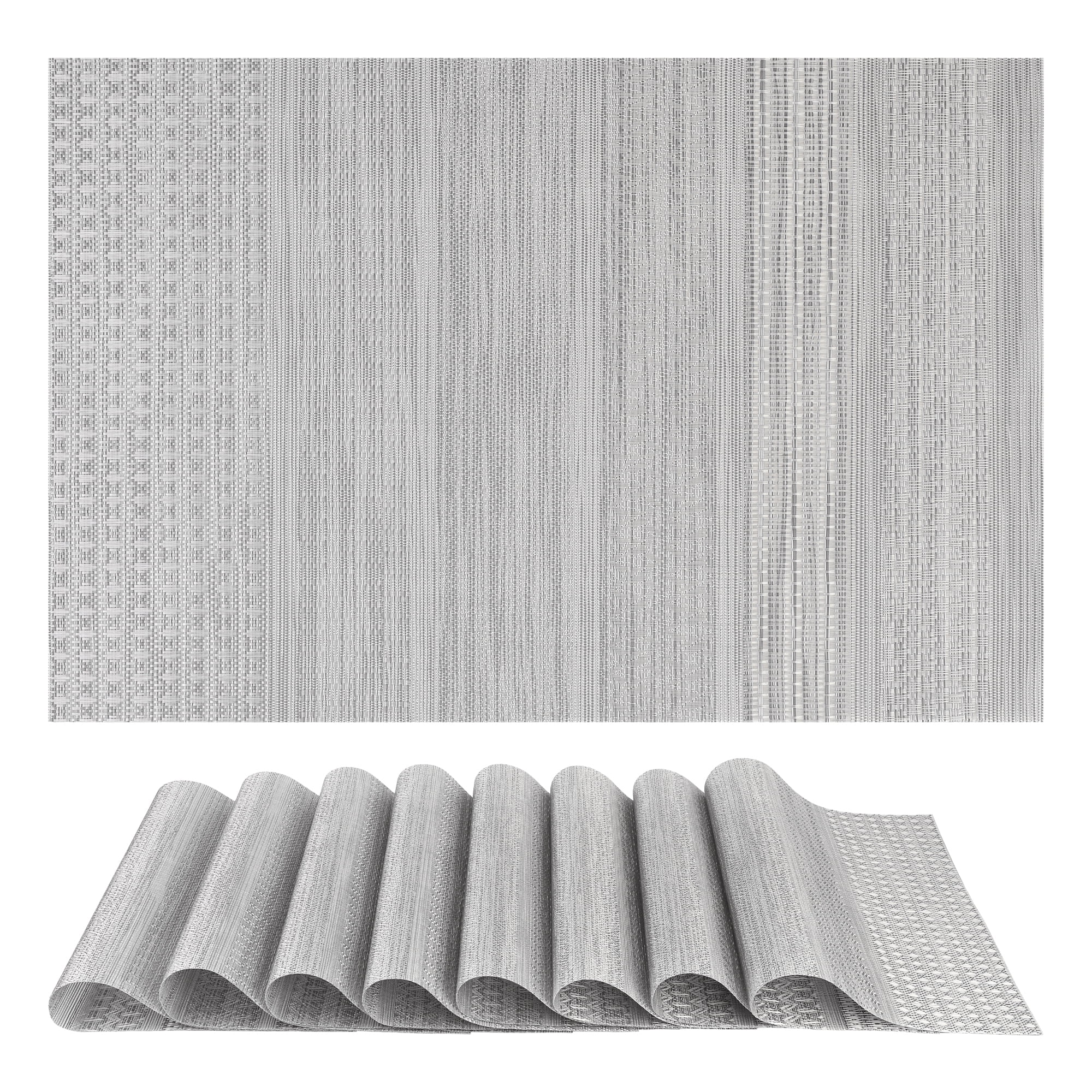 Unique Bargains Set of 8 Woven Placemats for Dining Table Decor Indoor Gray