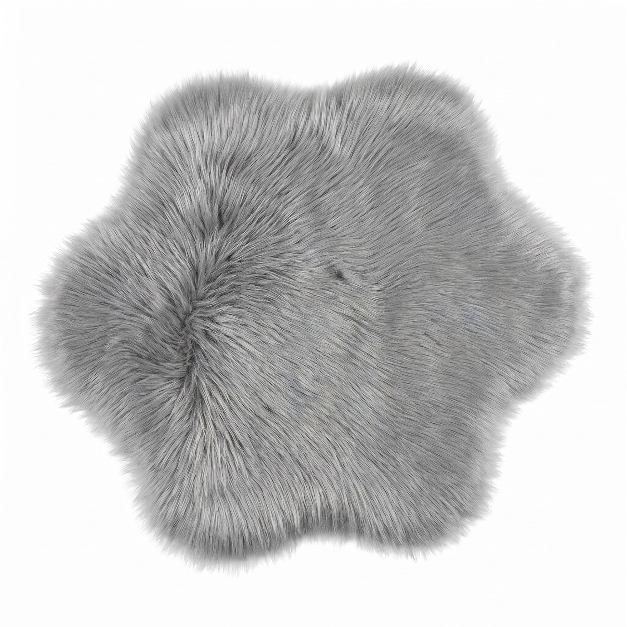 Unique Bargains Shaggy Flower Area Rug Fluffy Non-Slip Fuzzy Carpet 20" x 20" Light Gray